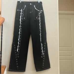 Women’s Black Lace Grommet Pants S